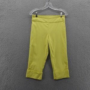 Krazy Larry Pull On Capri Pants 4 Yellow Womens Stretch Nylon Blend‎ Made in USA